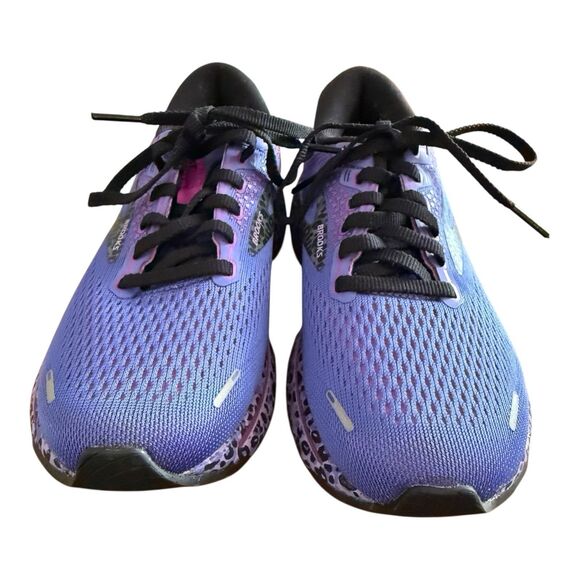 Brooks Ghost 14 Shoes Womens Sz 5.5 Electric Cheetah Run Wild Black Purple - Picture 2 of 10
